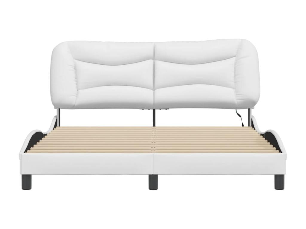 Cadre de lit avec LED sans matelas blanc 160x200 cm