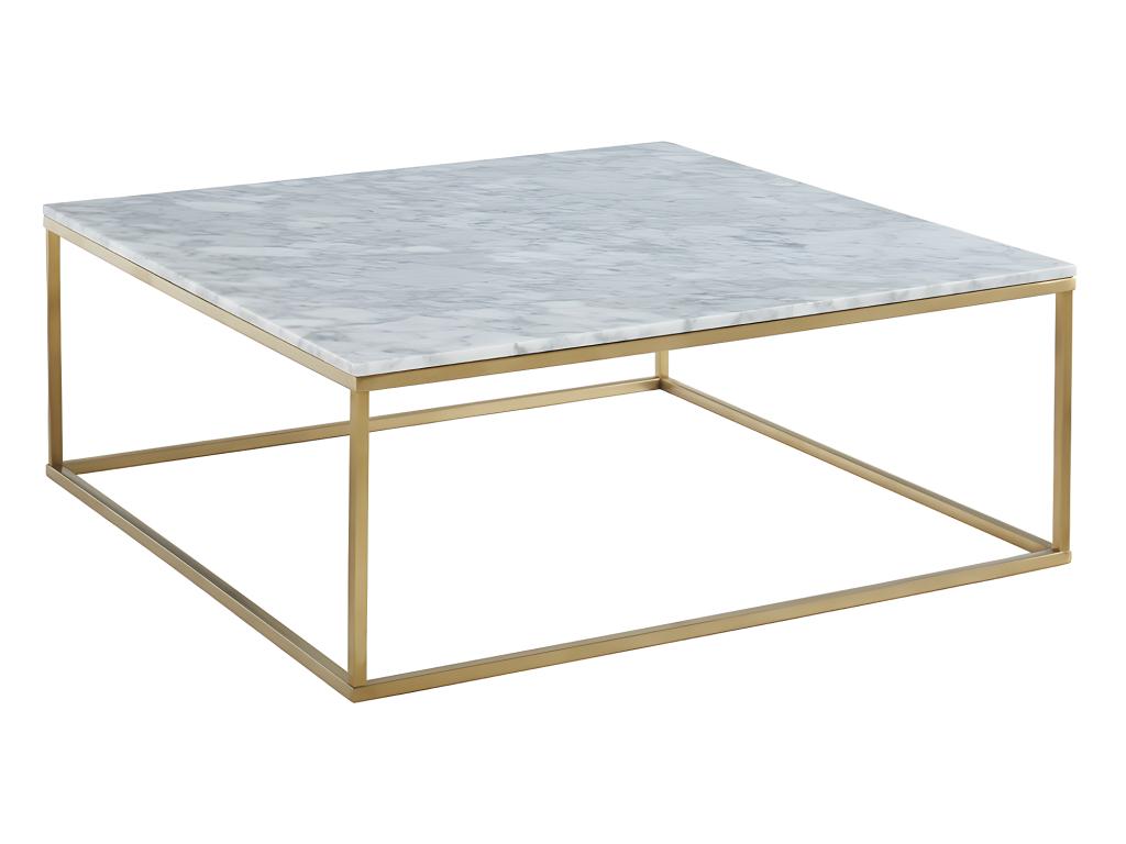Table basse design Meublori MORABITO - Marbre et Métal - Blanc et Doré