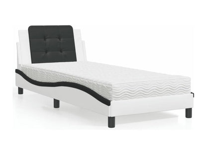 Lit avec matelas blanc et noir 90x190 cm similicuir CJVS45900