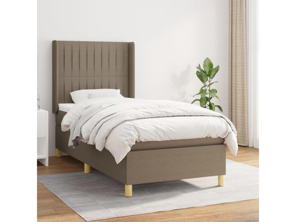 Lit à sommier tapissier avec matelas Meublori 90x200 cm Tissu