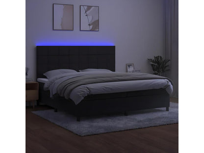 Sommier à Meublori de lit matelas et LED Noir 200x200 Velours