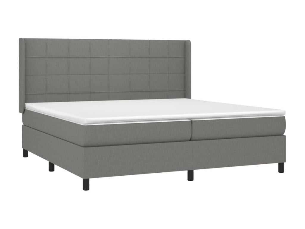 Sommier à Meublori de lit matelas LED Gris foncé 200x200 cm Tissu