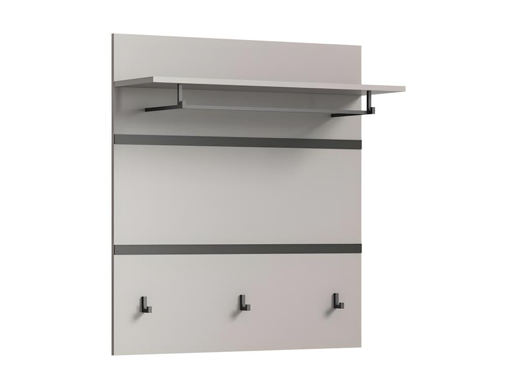 Meublori penderie murale 1 tablette 1 barre de suspension 3 crochets pour vêtements gris noir.