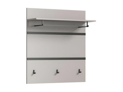 Meublori penderie murale 1 tablette 1 barre de suspension 3 crochets pour vêtements gris noir.