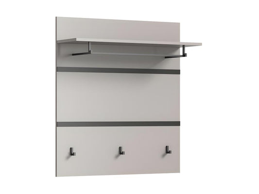 Meublori penderie murale 1 tablette 1 barre de suspension 3 crochets pour vêtements gris noir.