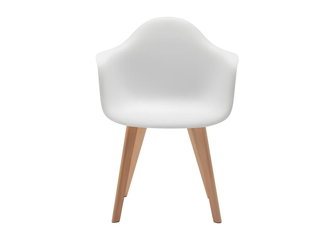 Lot de 6 chaises avec accoudoirs VIXI - Polypropylène et Hêtre - Blanc