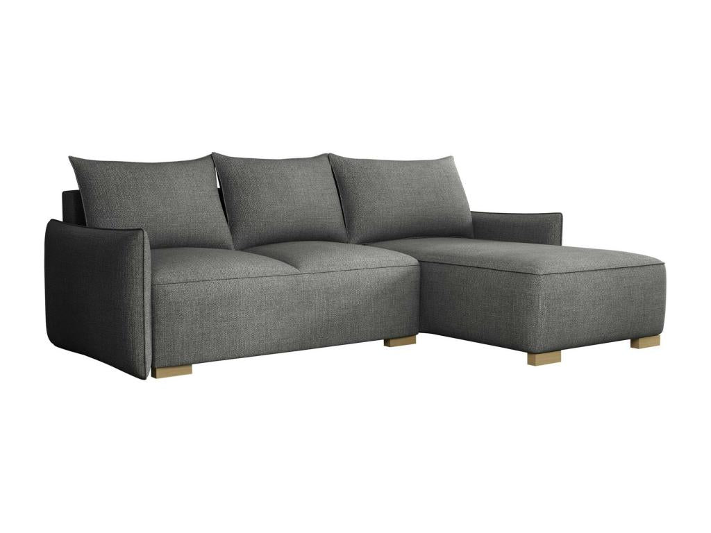 Canapé d'angle Meublori 226 Gris Fonction de couchage Boîte de literie 240x155x87cm