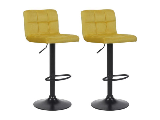 Lot de 2 Tabouret de bar - Velours / Métal noir mat - Jaune - Meublori