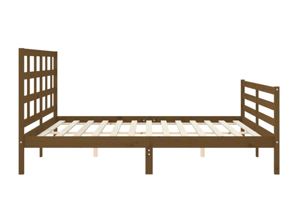 Cadre de lit avec tête de lit marron miel 200x200 bois massif