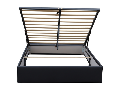 Lit coffre noir 100x200 cm avec 12 Meublori - Montage rapide et tissu facile à entretenir