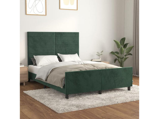 Cadre de lit avec tête de lit Vert foncé 140x190 cm Velours GBAL37377