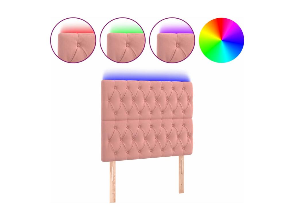Tête de lit à LED Rose 100x7x118/128 cm Velours