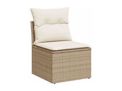 Salon de jardin avec coussins 7 pièces beige résine tressée Meublori