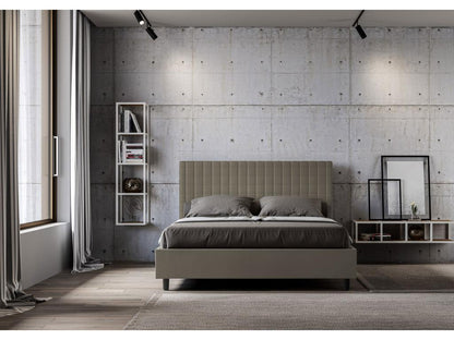 Lit coffre double capitonné 160x200 Sunny cappuccino simili cuir