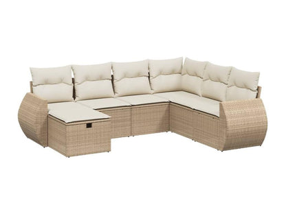 Salon de jardin avec coussins 7 pcs beige résine tressée VEBS25835
