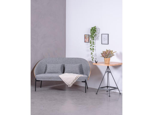 Table haute industrielle en bois de hêtre et acier laqué 60x60cm - Meublori - Hêtre naturel