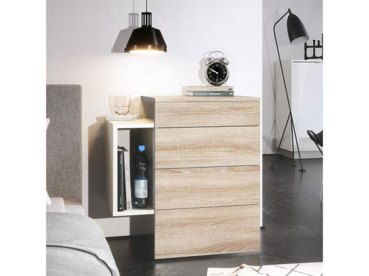 Table De Chevet Blanc Mat Et Chêne lxhxp 60x63x36