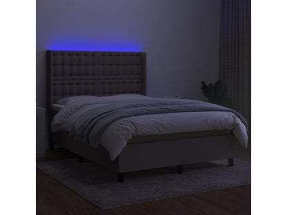 Sommier tapissier avec matelas et LED Meublori 140x190 cm Tissu