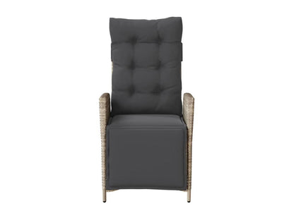 Chaise inclinable de jardin avec repose-pied gris clair rotin