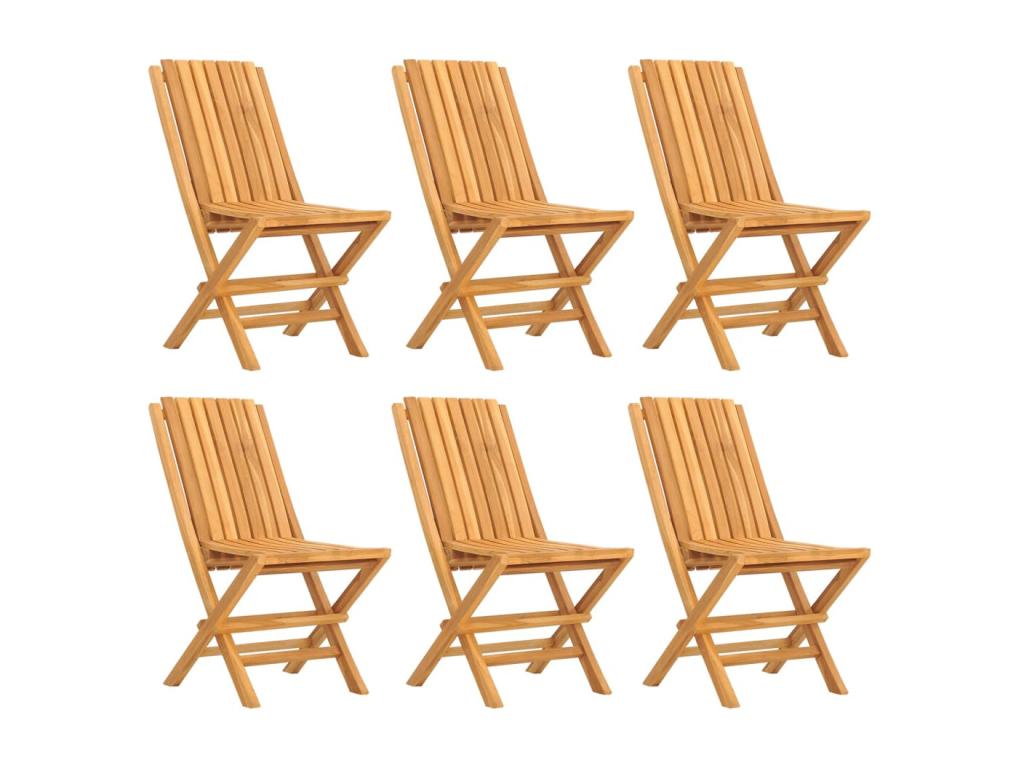 Chaises de jardin pliantes 6 pièces 47x47x89 cm bois massif teck