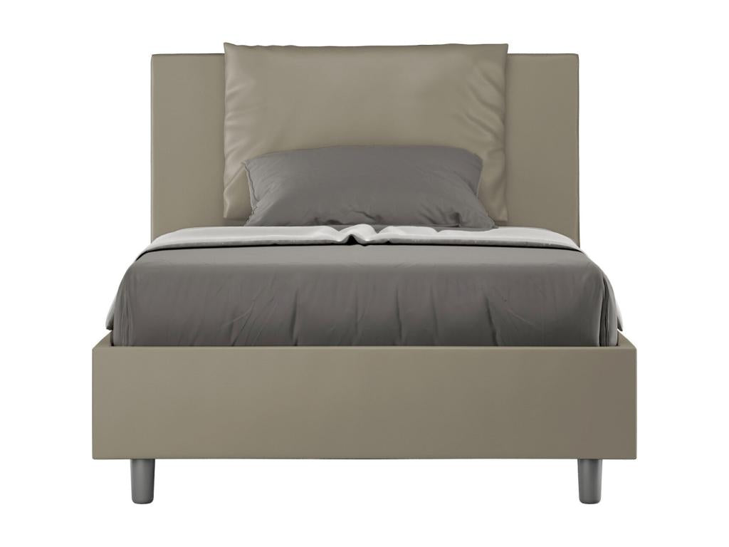 Lit 1 place et demi coffre rembourré 120x210 similicuir cappuccino Meublori