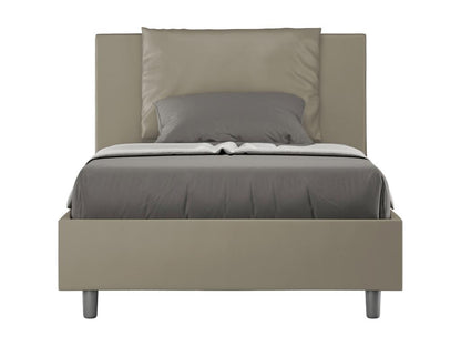 Lit 1 place et demi coffre rembourré 120x210 similicuir cappuccino Meublori