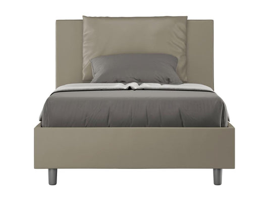 Lit 1 place et demi coffre rembourré 120x210 similicuir cappuccino Meublori