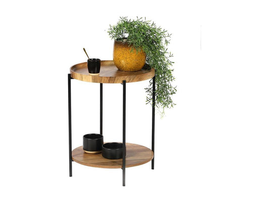Table d'appoint ronde 2 niveaux Meublori Urban Living - Naturel