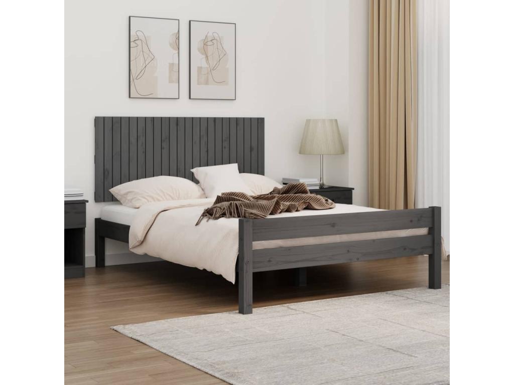 Tête de lit murale Gris 140x3x60 cm Bois massif de pin