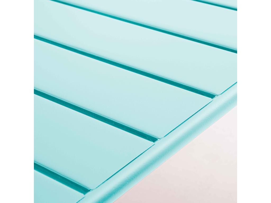 Table basse de jardin acier turquoise 90x50 cm - Meublori