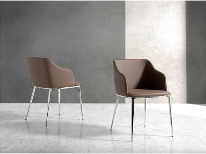 Chaise similicuir marron et pieds acier argent Meublori - Lot de 2-Couleur Meublori 75 Gris anthracite