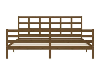 Cadre de lit avec tête de lit marron miel 200x200 bois massif