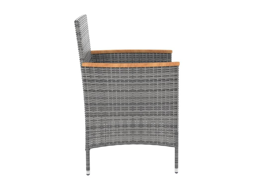 Mobilier à dîner de jardin 9 pièces et coussins Résine tressée Gris