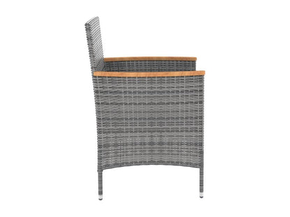 Mobilier à dîner de jardin 9 pièces et coussins Résine tressée Gris