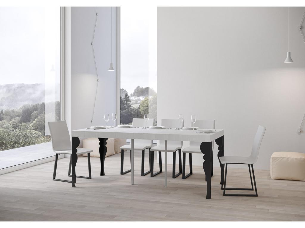 Console extensible 90x40/300 cm Paxon Premium Frêne Blanc cadre Anthracite