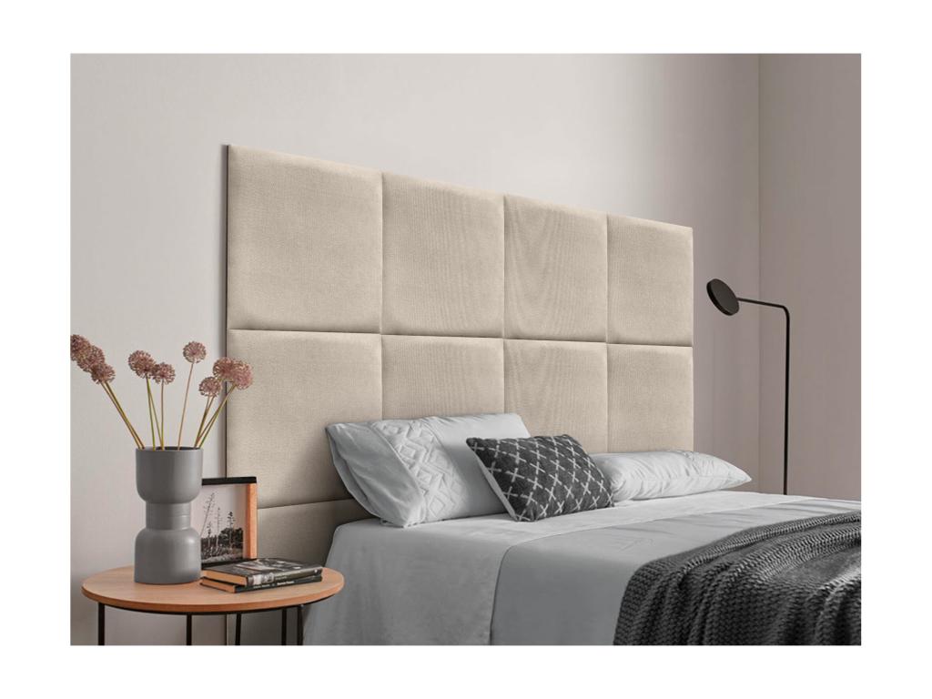 Meublori Tête de lit tapissée en tissu Aqualine composée de panneaux de lit autocollants interchangeables pour chambre de luxe Beige 120 cm