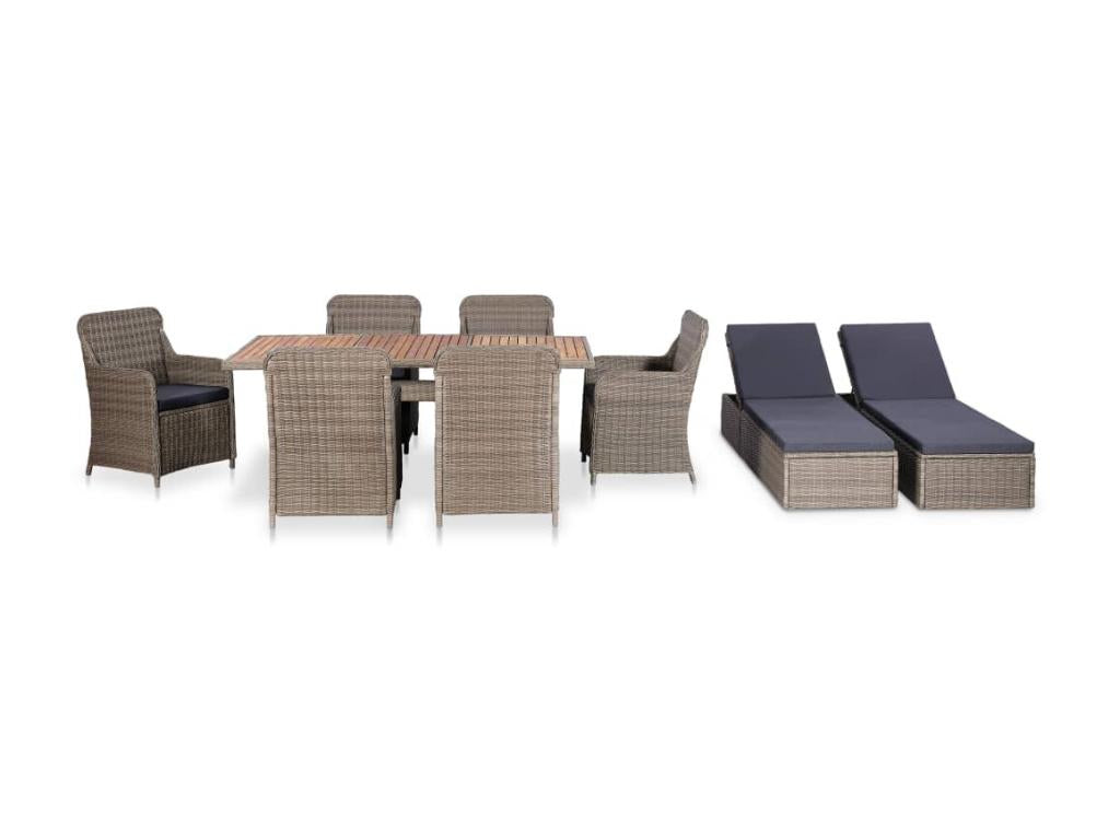 Ensemble à dîner d'extérieur 9 pcs Résine tressée Marron 2