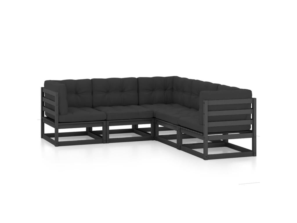 Salon de jardin 5 pcs avec coussins Bois de pin massif 22