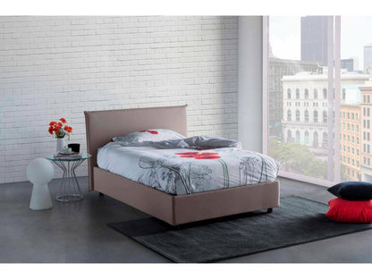 Lit double Meublori lit coffre avec revêtement en tissu Made in Italy ouverture frontale avec matelas 120x200 cm inclus gris tourterelle