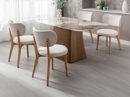 Lot de 2 chaises en velours côtelé et bois d'hévéa - Blanc - Meublori