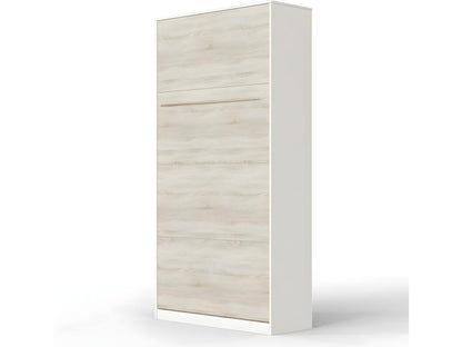 Armoire Lit escamotable 90x200cm Vertical Lit Rabattable Lit Mural Meubloriérieur Blanc /Chêne Meublori