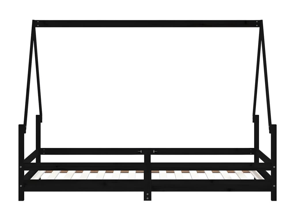 Cadre de lit pour enfants noir 90x190 cm bois de pin massif