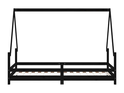 Cadre de lit pour enfants noir 90x190 cm bois de pin massif