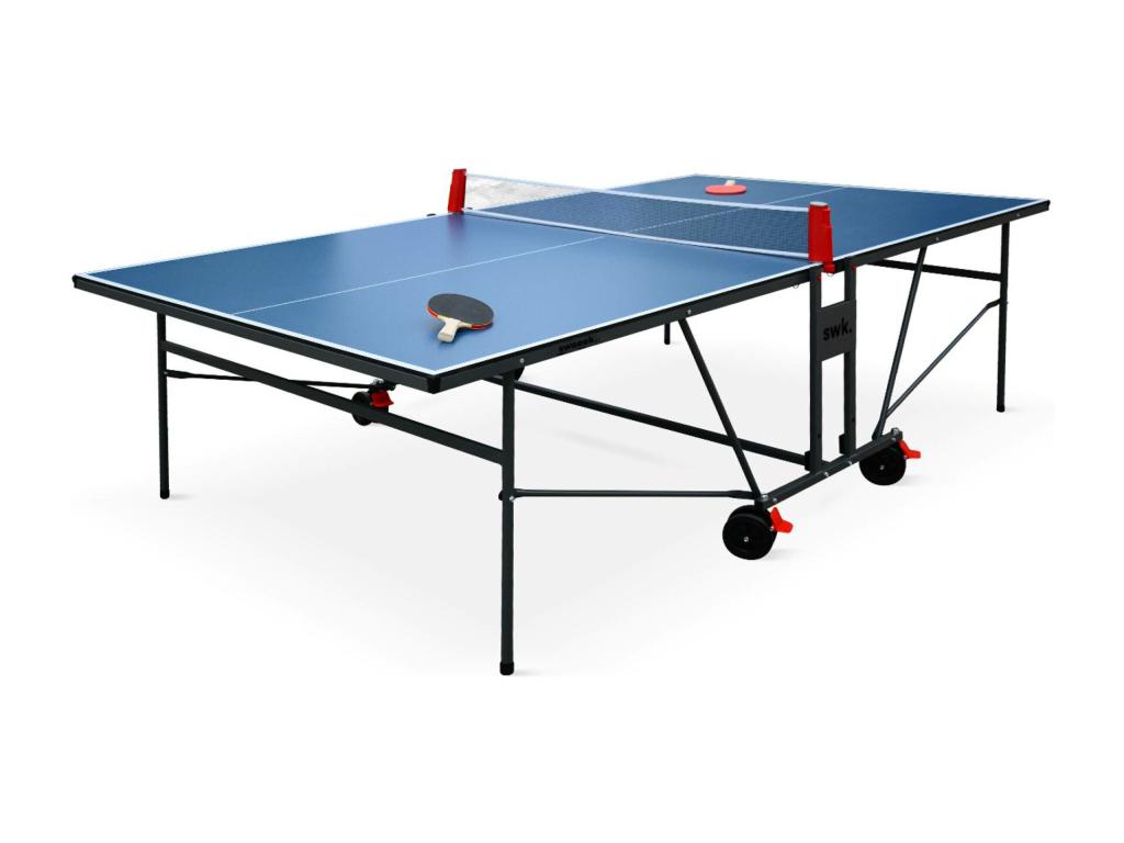 Table de ping Meublori INDOOR bleue- avec 2 raquettes et 3 balles- utilisation intérieure Housse en PVC