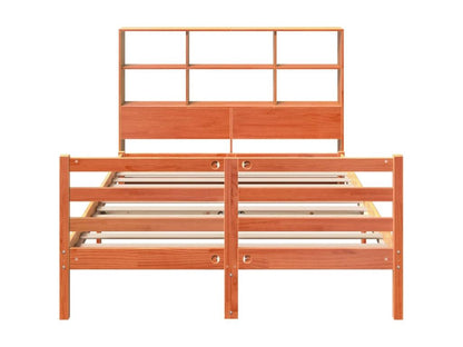 Lit bibliothèque sans matelas cire marron 140x190cm bois massif