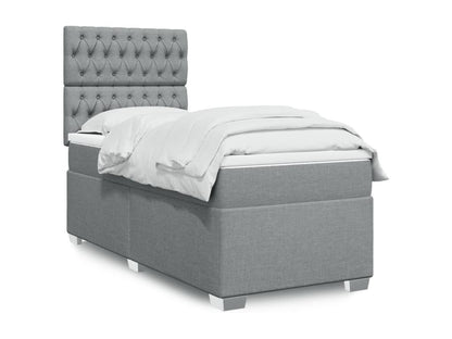 Sommier à Meublori de lit avec matelas Gris clair 100x200cm Tissu