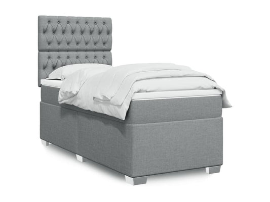 Sommier à Meublori de lit avec matelas Gris clair 100x200cm Tissu