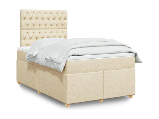 Sommier à Meublori de lit avec matelas crème 120x190 cm tissu