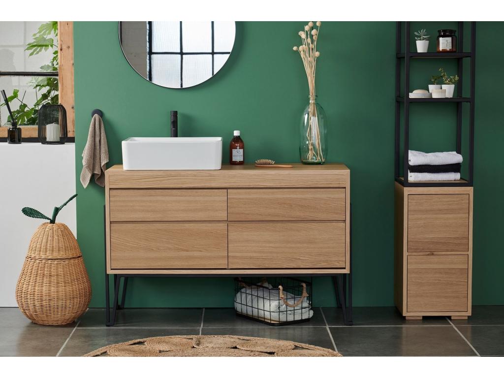 Laviecasa QUGD69498 vanity unit in wood and metal with 4 drawers, 120cm wide