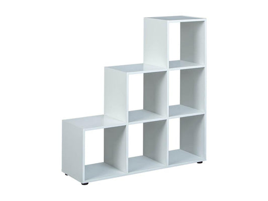 Meublori - Staircase Shelf with 6 Compartments, White